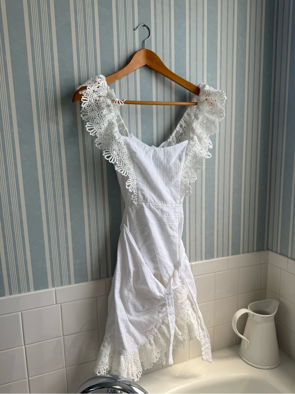 White Lace Trim Dress